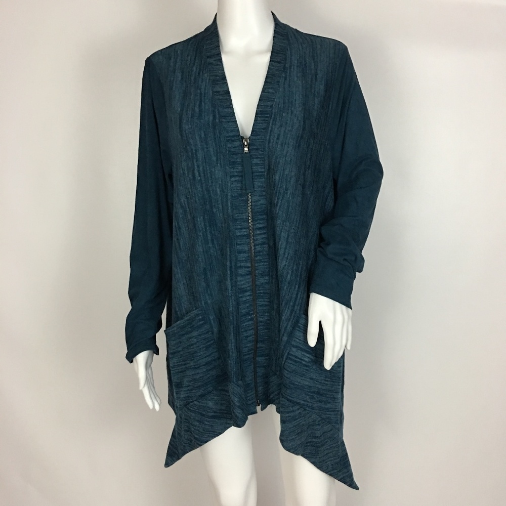 LOGO Knit Cardigan with Faux Suede Details Size L
